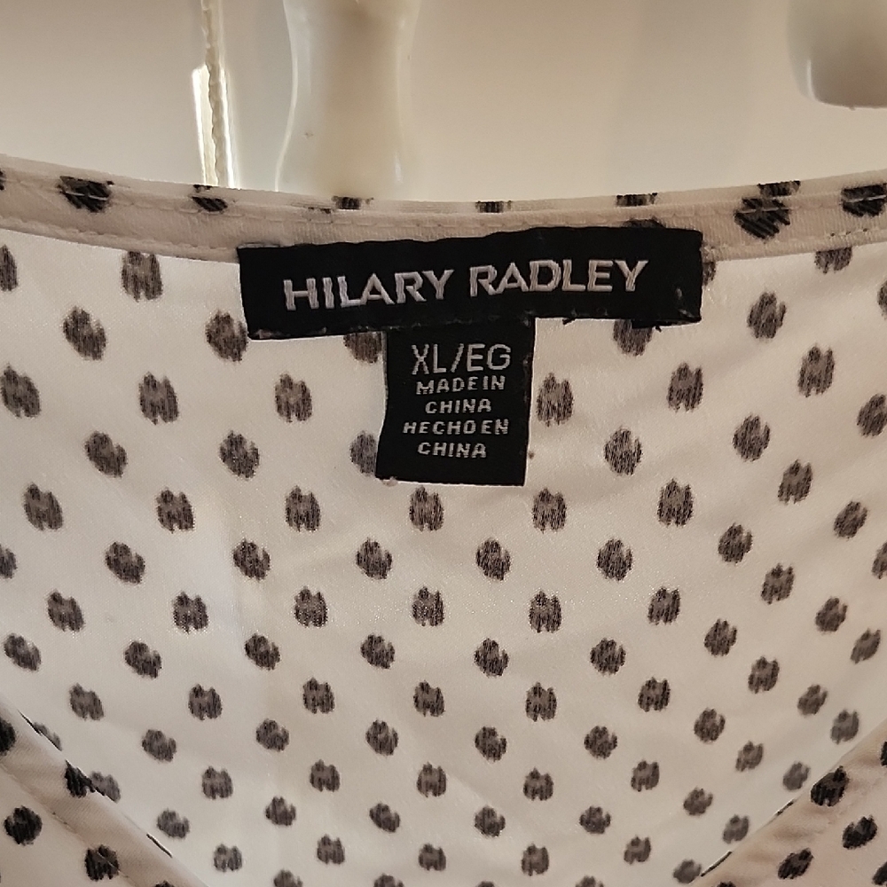 Hilary Radley Cream and Black Polka Dot Top